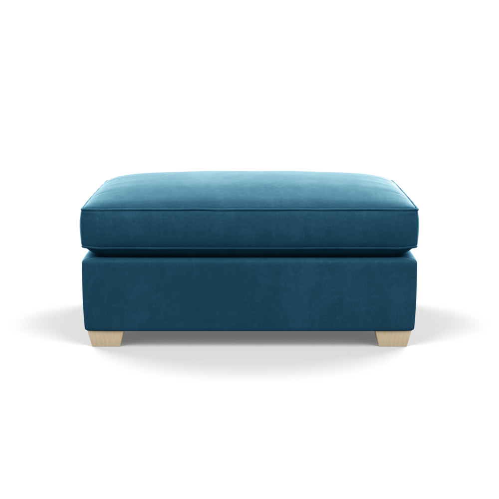 Heal's Torino Footstool Varese Velvet Delft Natural Ash Feet