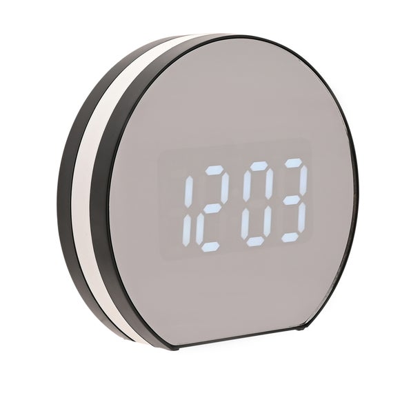 Hometime Round Mirrored Light Up Digital Alarm Clock