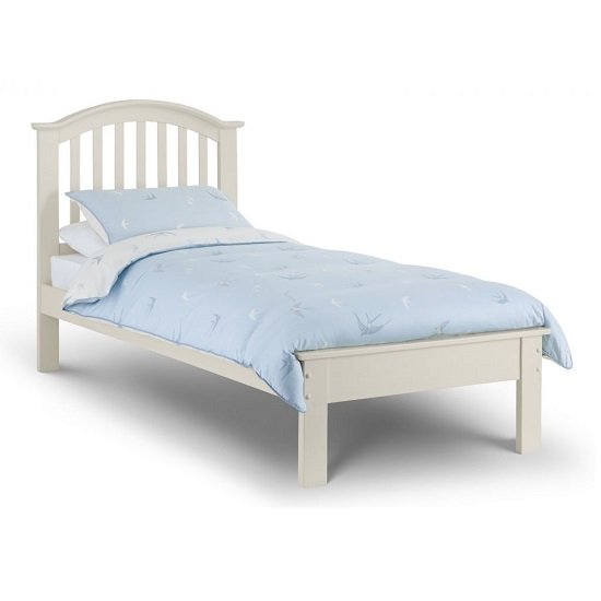 Brashear Wooden Single Size Bed In Stone White Lacquer