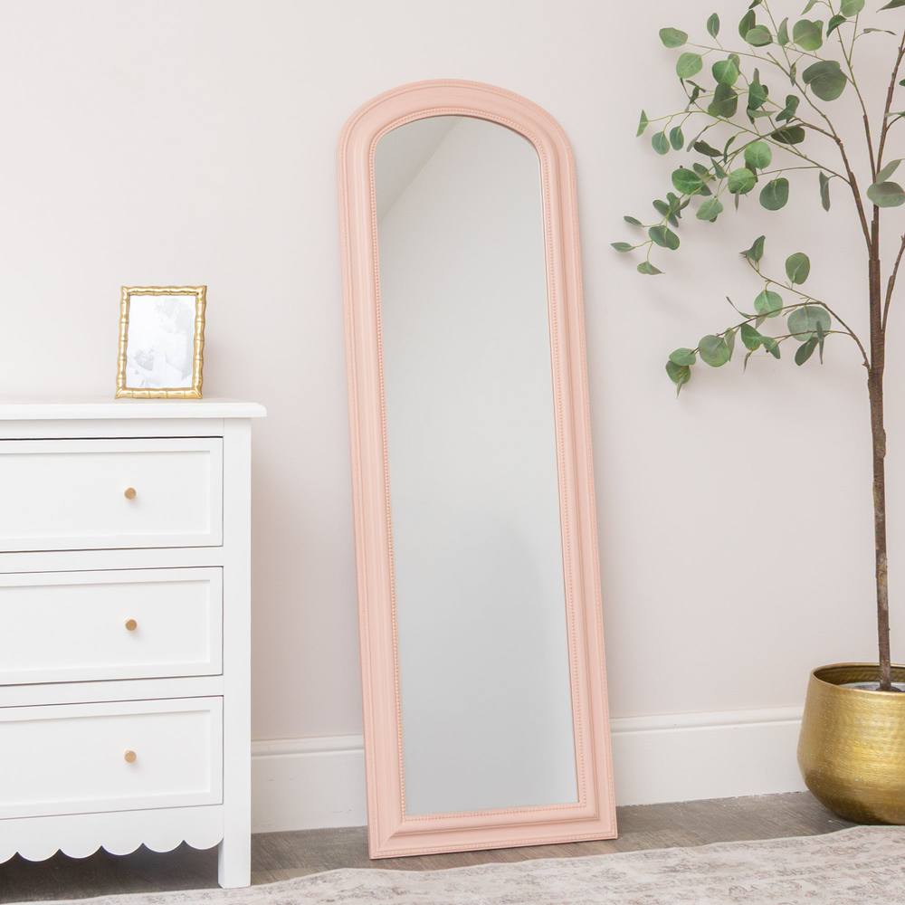 Melody Maison Full Length Pale Pink Leaner & Wall Mirror - 47cm X 142cm