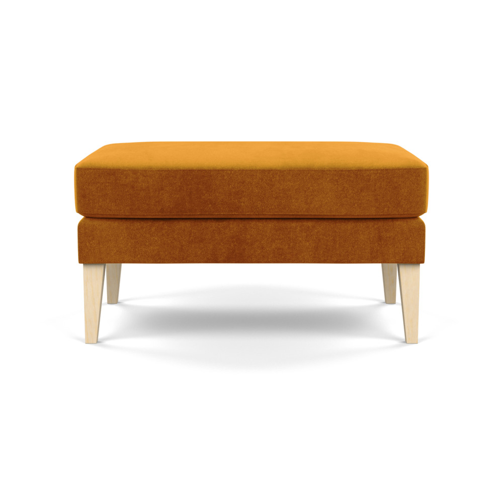 Heal's Richmond Ottoman Smart Luxe Velvet Cognac Natural Ash Feet