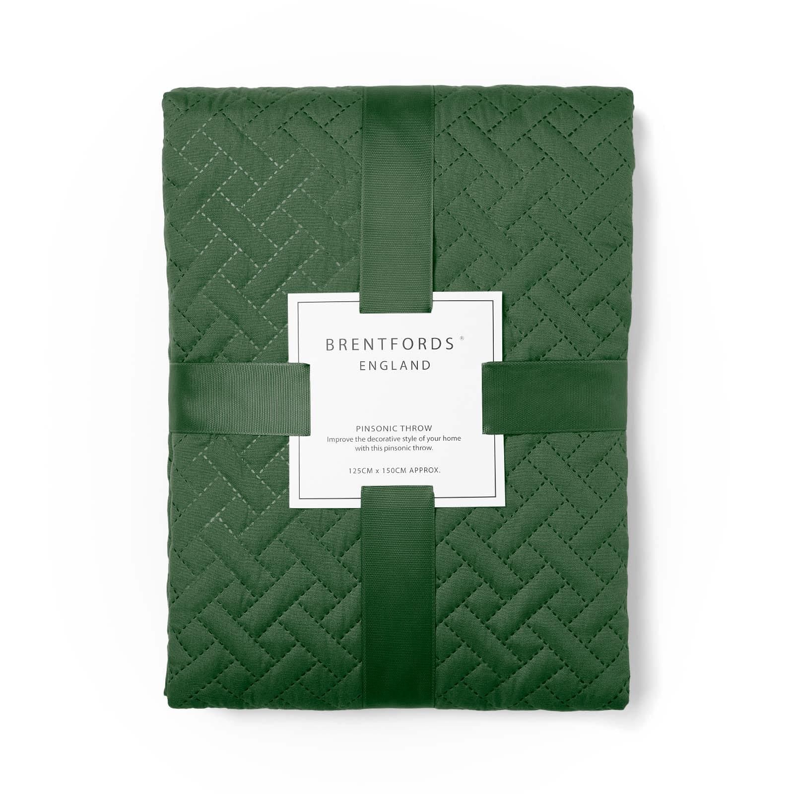 OHS Geo Pinsonic Throw Blanket Quilted Bedspread in Dark Green