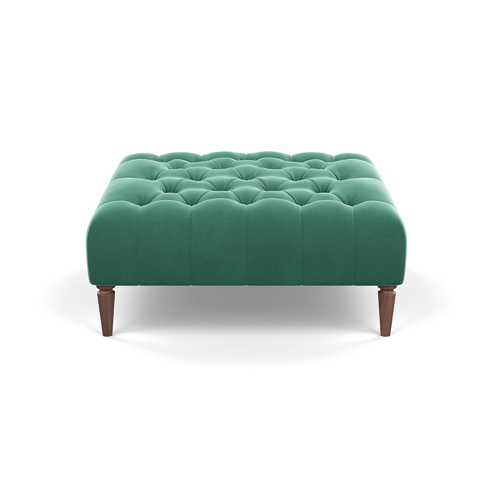 Heal's Balmoral Ottoman Smart Velvet Sea Foam Walnut