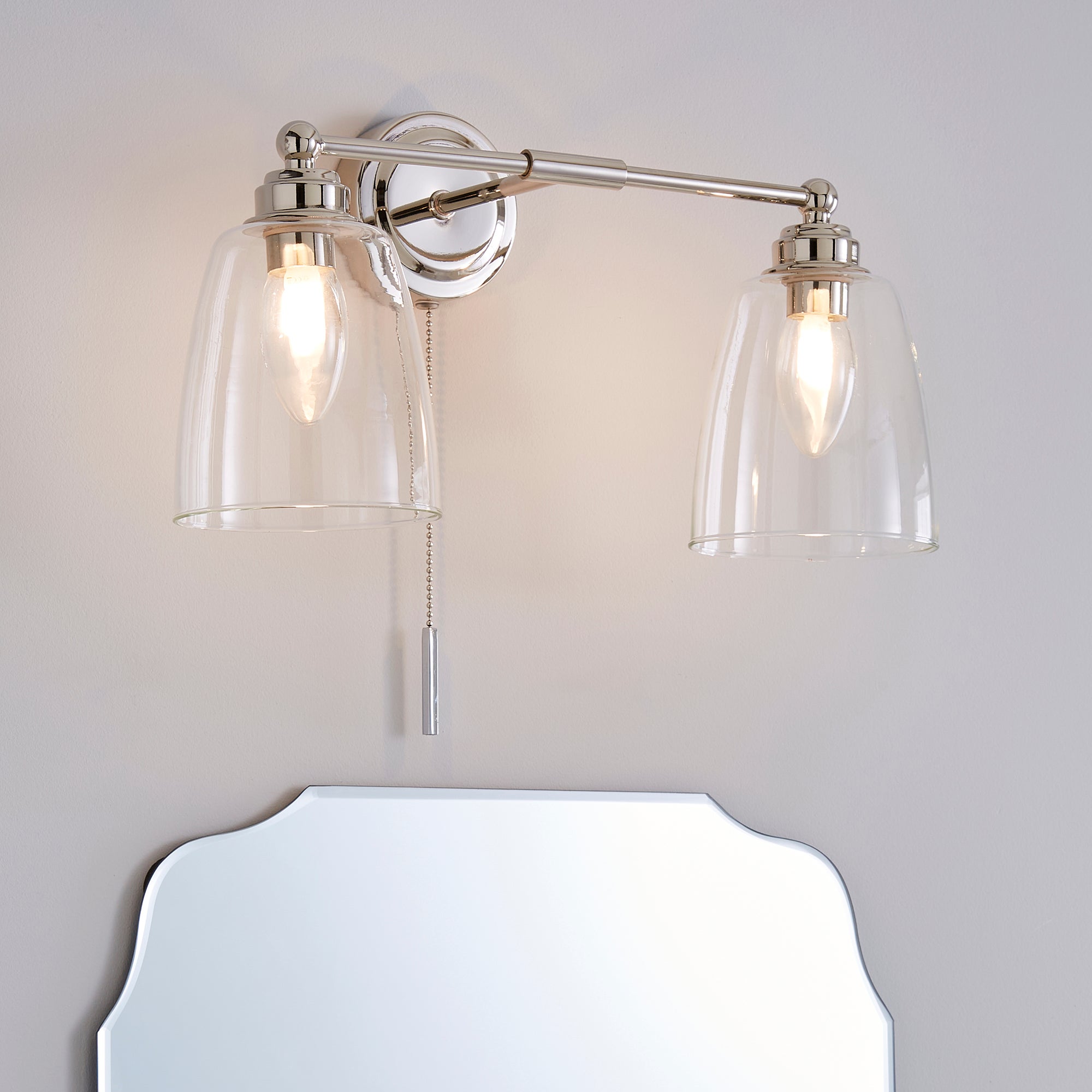 Dorma Uxbridge Bathroom 2 Light Wall Light Nickel Nickel