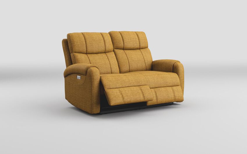 Yellow Fabric Calisese 2 Seater Power Recliner Sofa