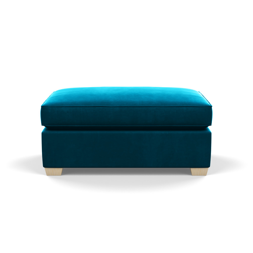 Heal's Torino Footstool Velvet Teal Natural Ash Feet