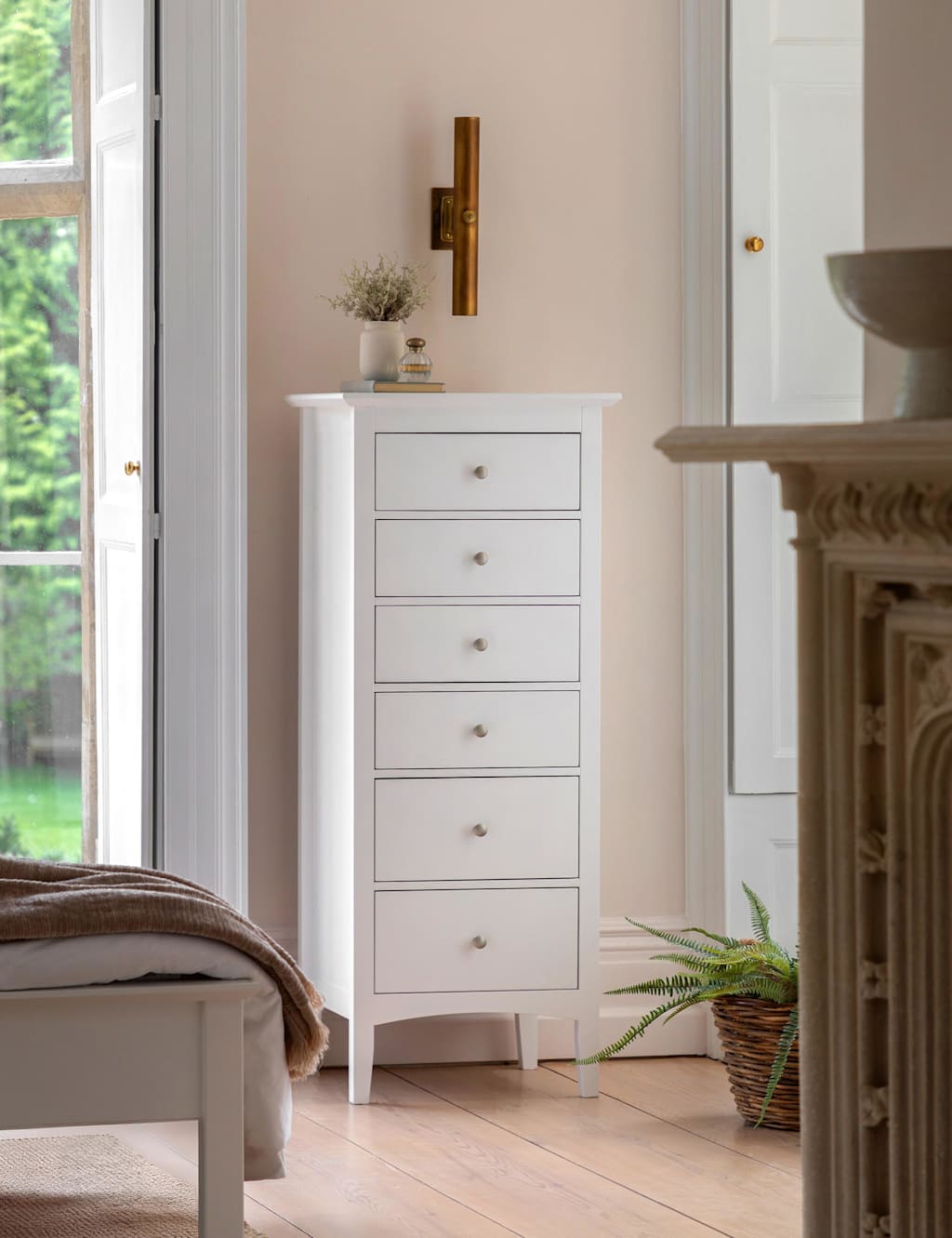 Gallery Direct Hastings White Tall 6 Drawer Chest Soft White