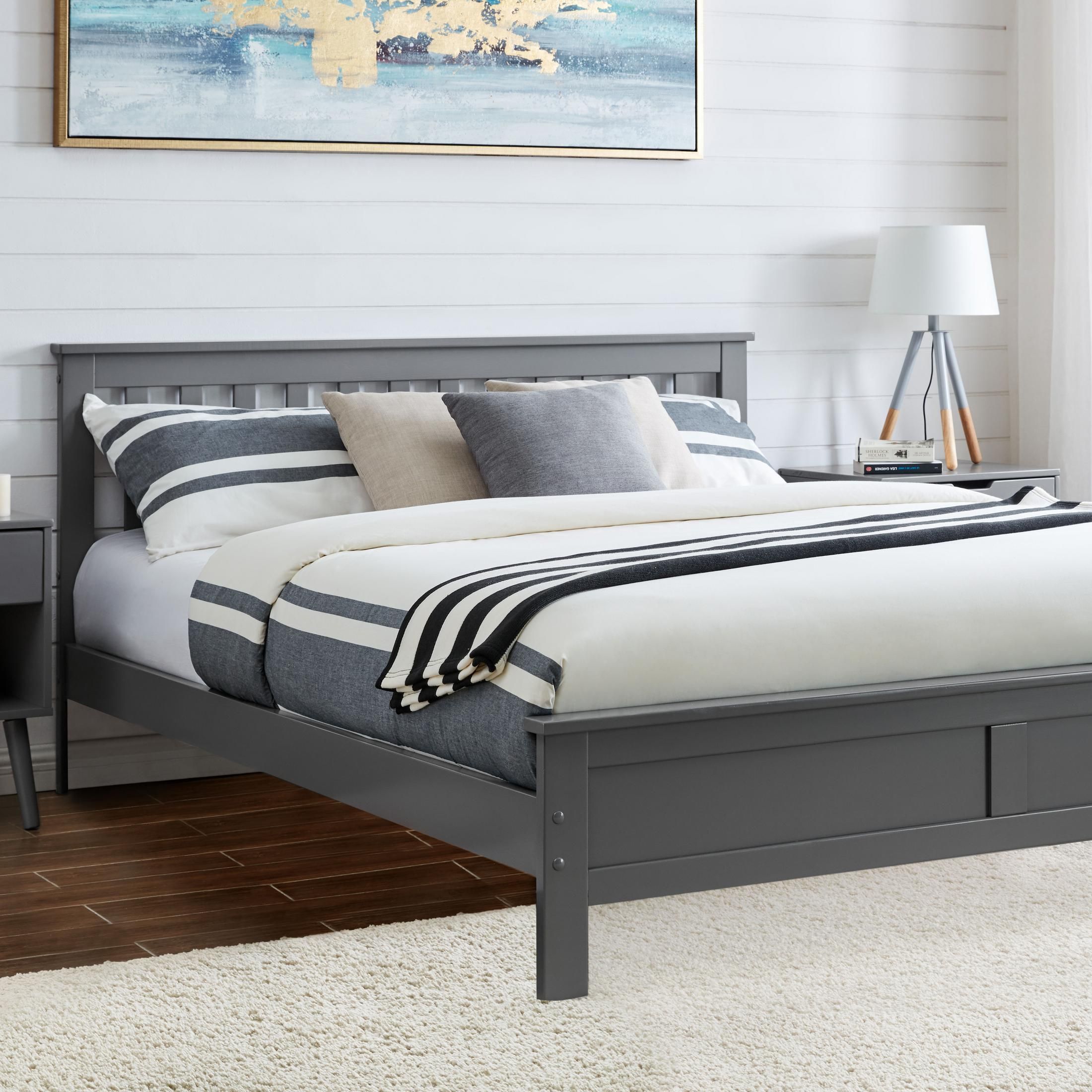 FurnitureboxUK Azure Modern White Solid Pine King Bed + Windsor Mattress in Grey
