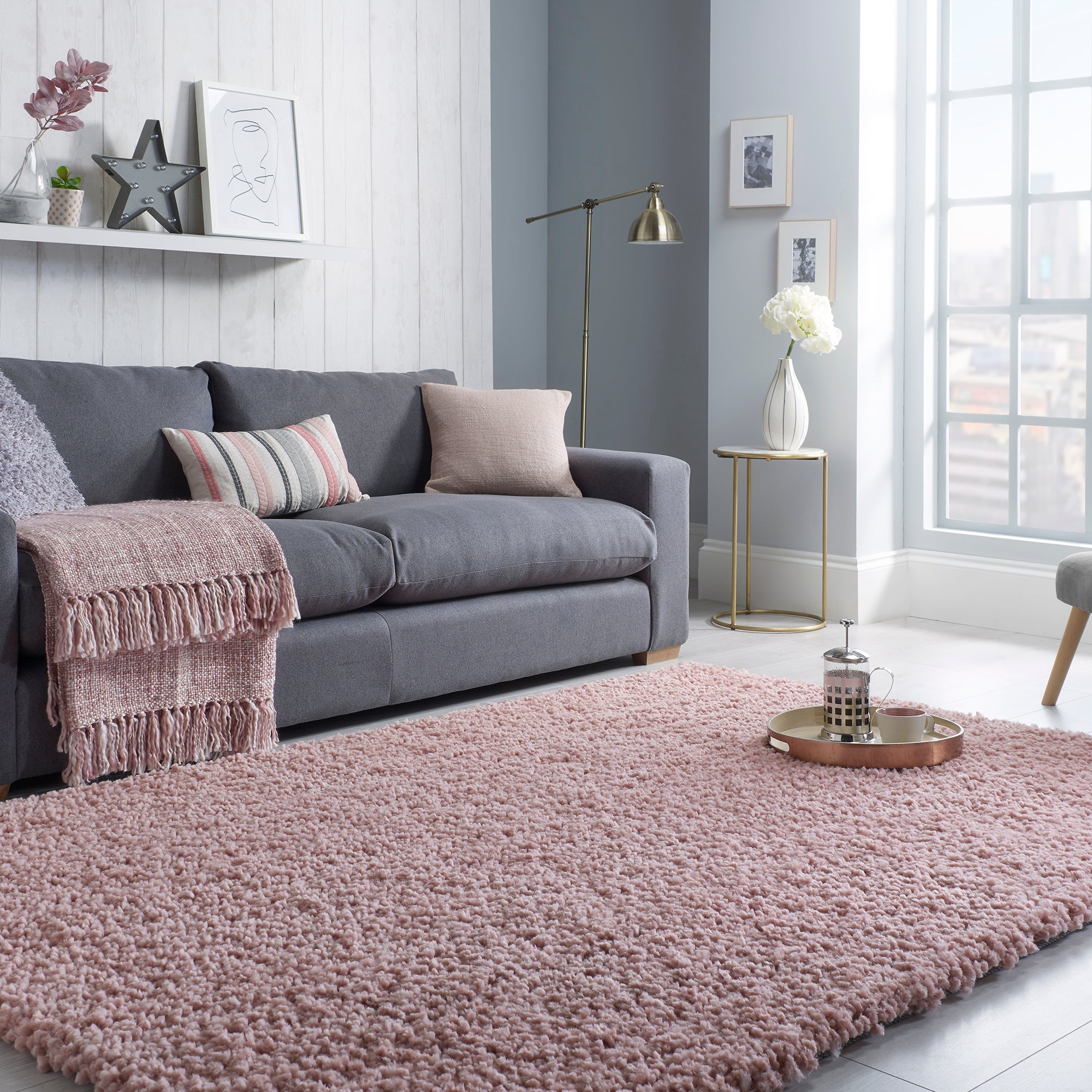 Bertie Shaggy Rug Pink