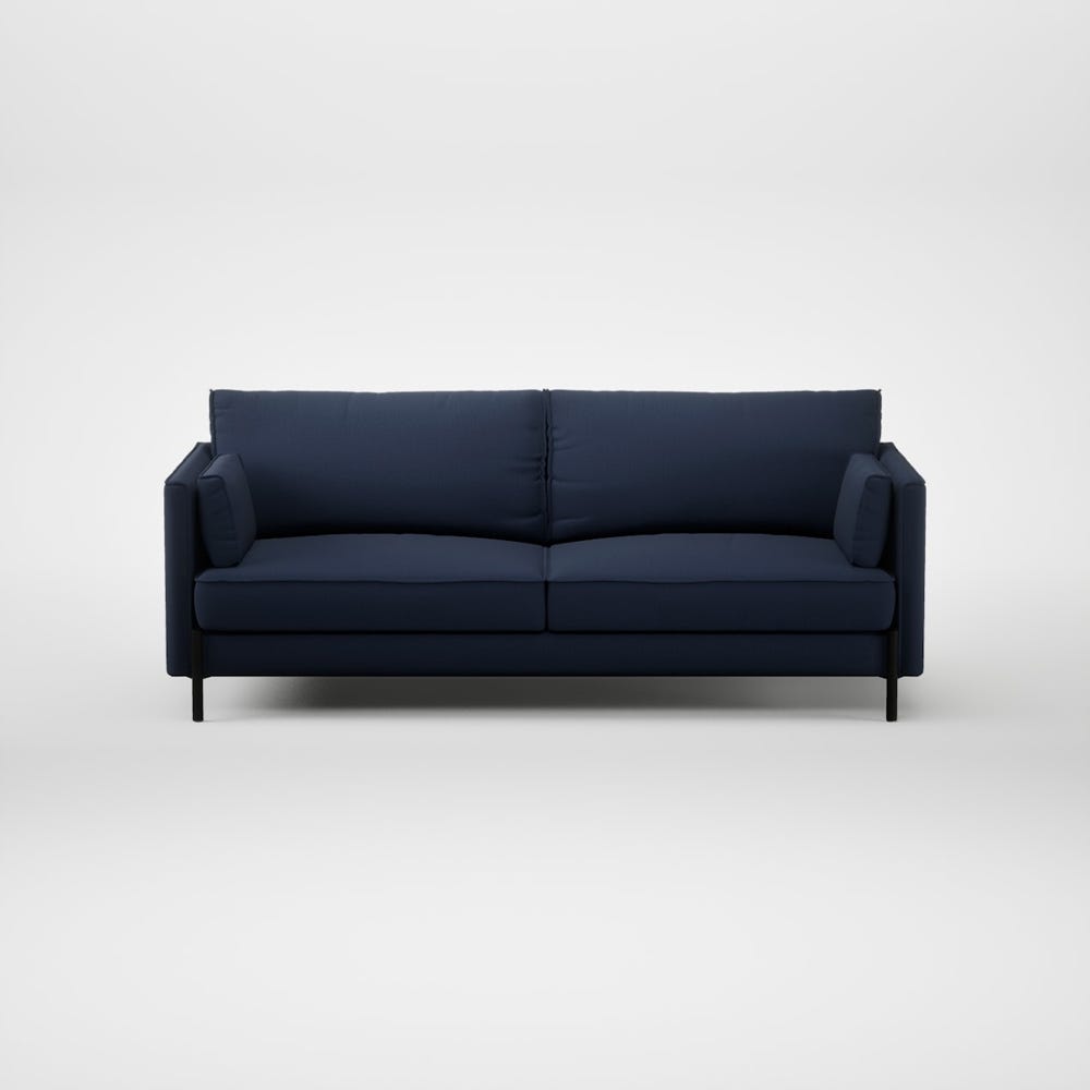Heal's Tortona 3 Seater Sofa Smart Cotton Linen Indigo Black Feet 2