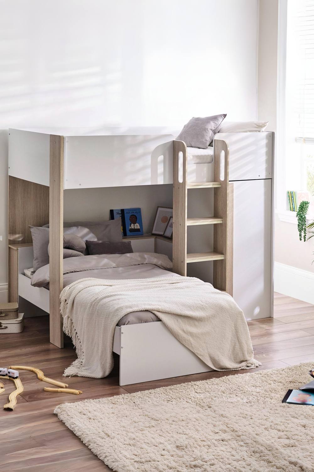 Julian Bowen Horizon Single White & Wood Effect Multiway Bunk Bed