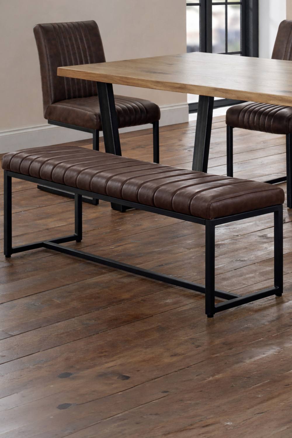 Julian Bowen Brooklyn 2 Seater Upholstered Dining Bench in Brown