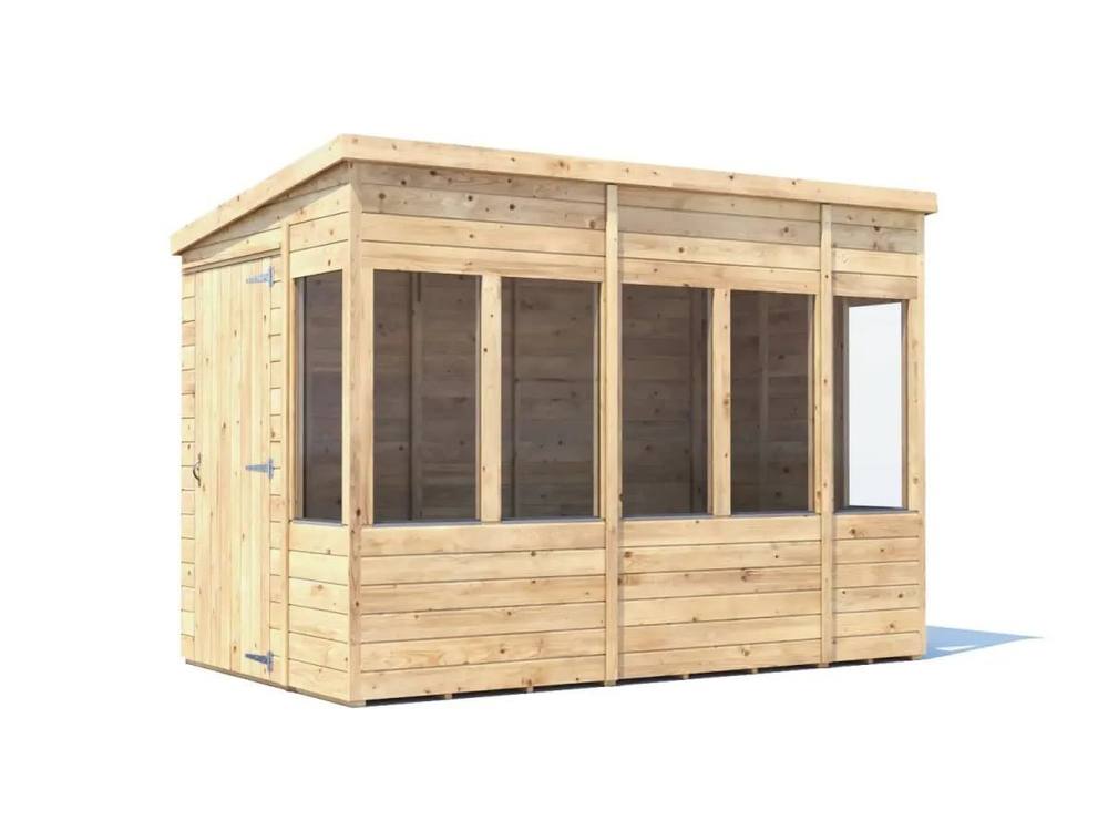 Dunster House Wooden Potting Shed Pent Roof W6' x D10' (W1.8m x D3.0m) Overlord Modular in Brown