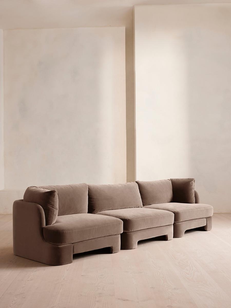 Odell Deeper Sit Modular Sofa, Four Seater, Velvet Taupe