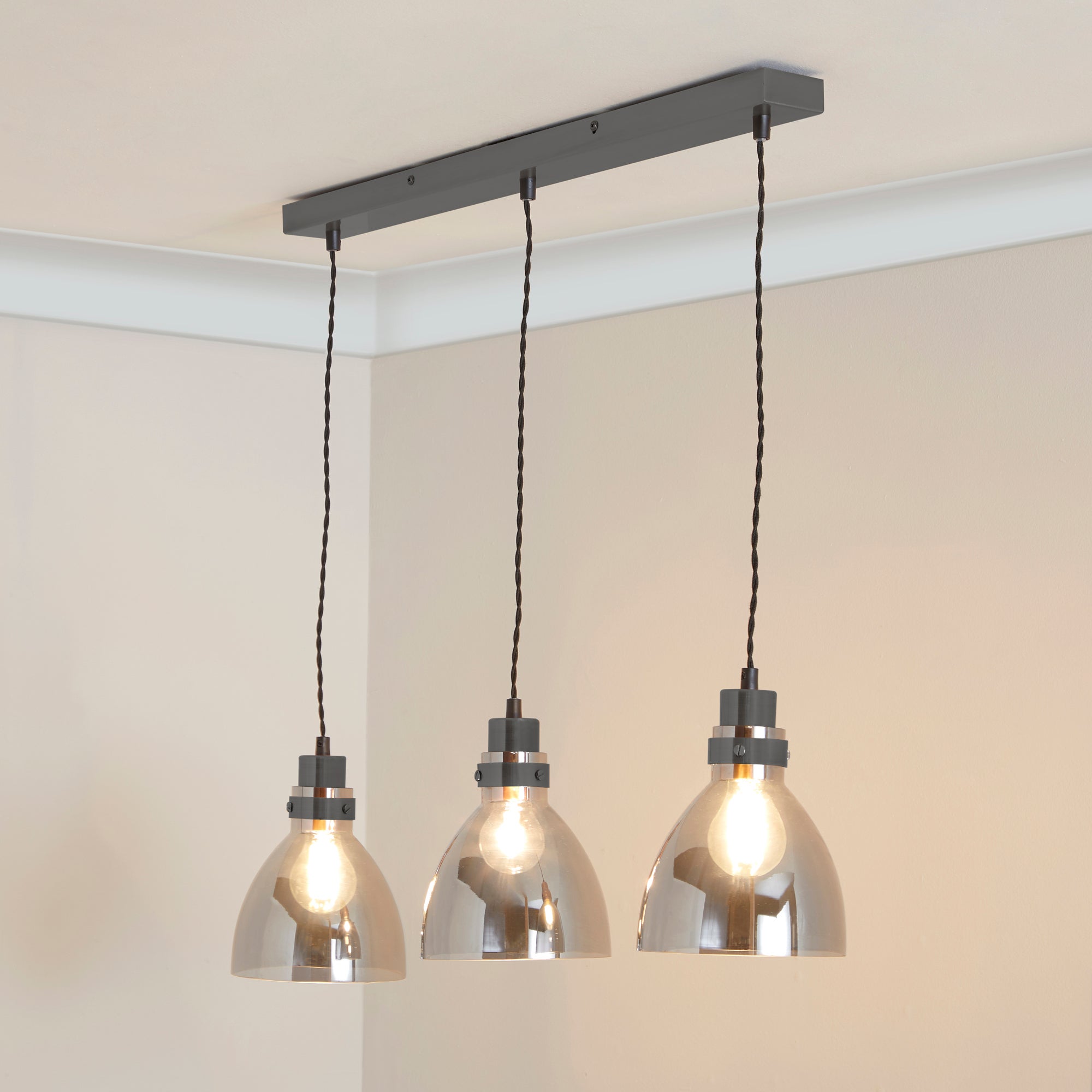 Brogan Gunmetal 3 Light Bar Ceiling Fitting Grey