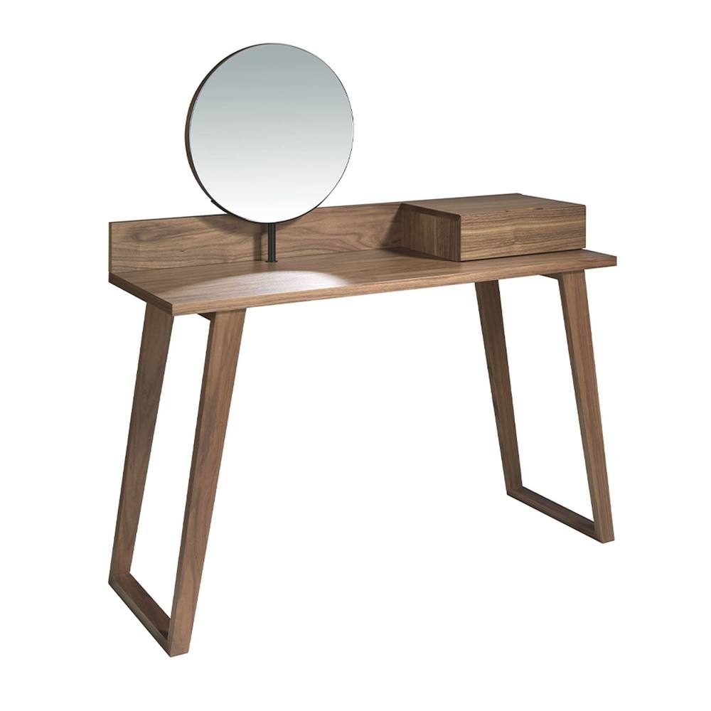 Angel Cerda Walnut Dressing Table with Mirror, Soft-Close Drawer