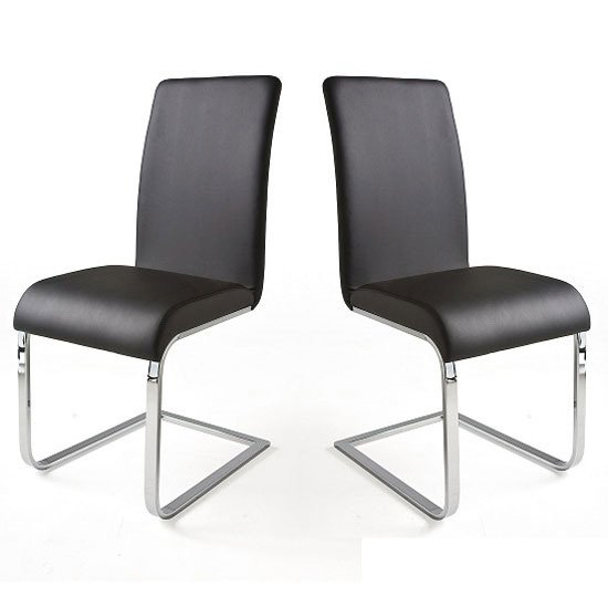 Lotte I Black Faux Leather Dining Chair In A Pair