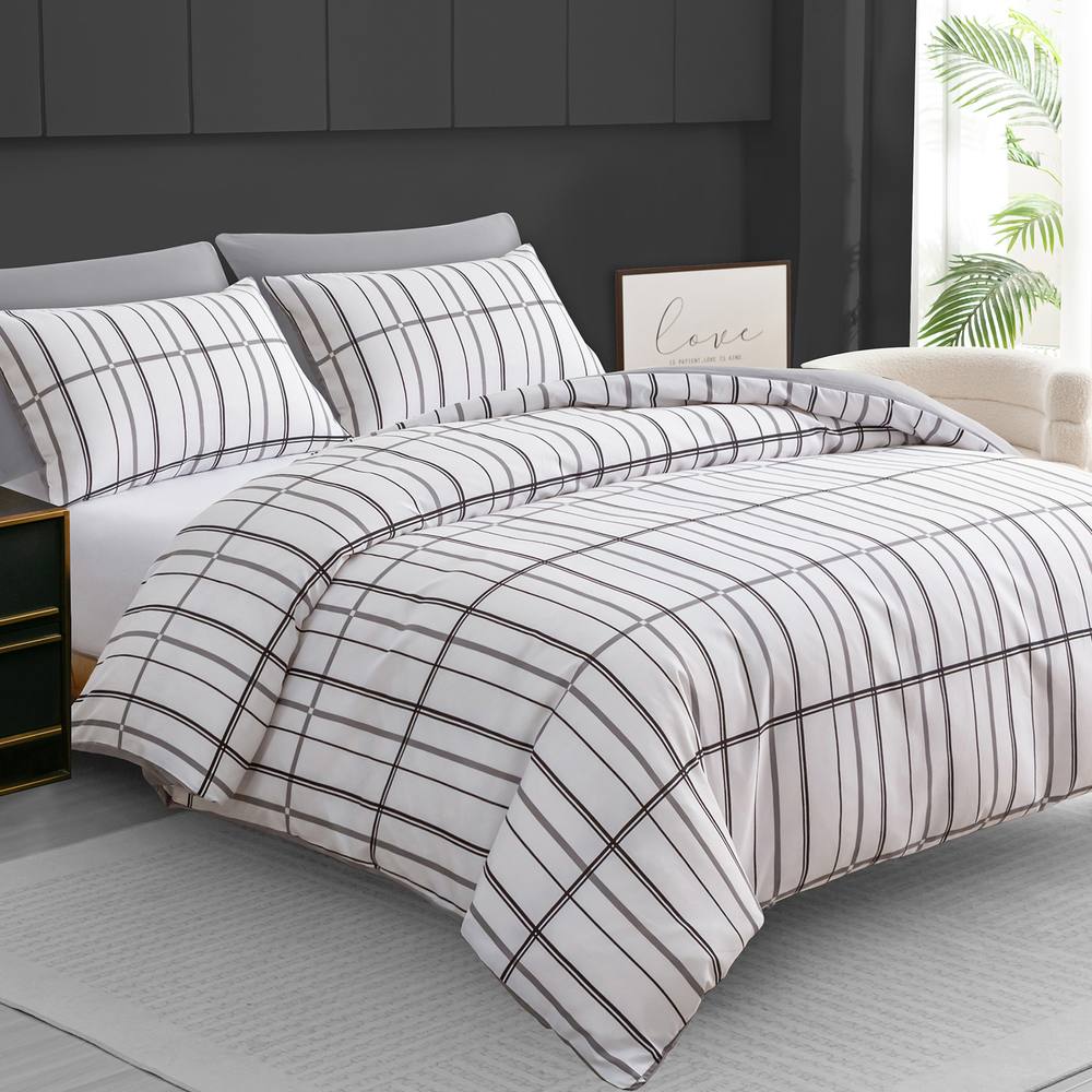 Grace Premium Microfiber Duvet Cover Set Ultrasoft Reversible Bedding in White