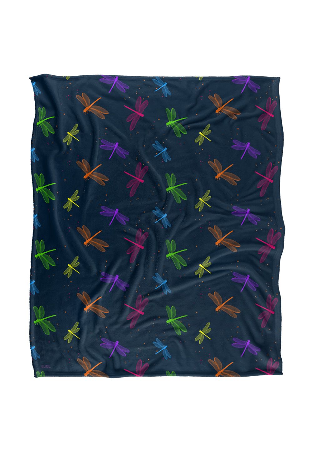 JQ Licensing James Piazza Neon Dragonflies Pattern Silky Touch Super Soft Throw Blanket 152 X 127 cm in White
