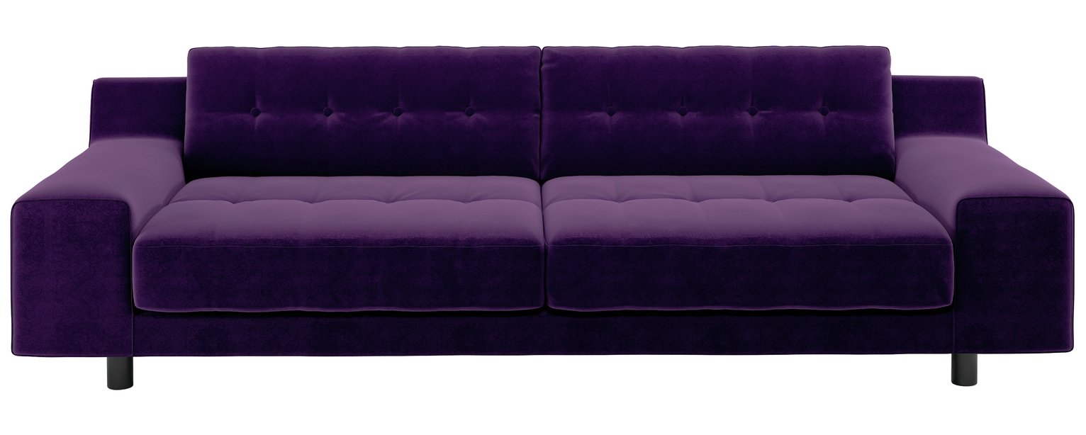 Habitat Hendricks 4 Seater Velvet Sofa - dark purple