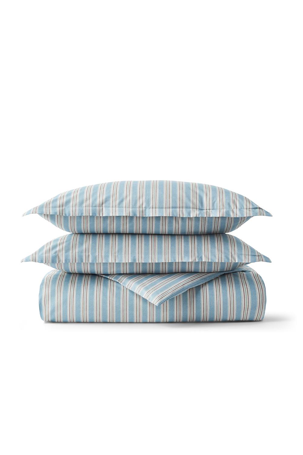 CHRISTY 'Calder Stripe' Heritage Inspired Cotton Percale Duvet Cover Set in Blue 2