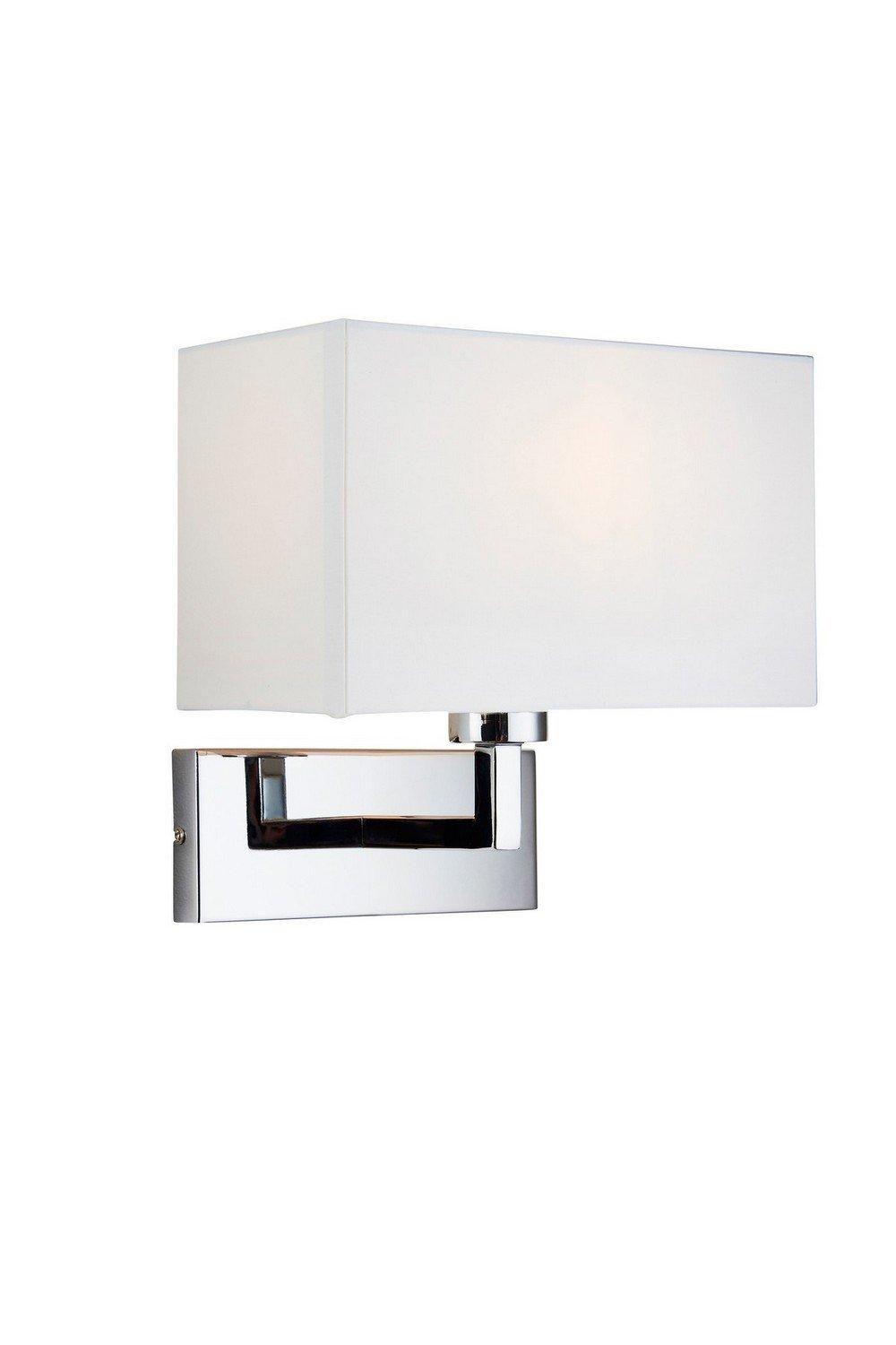 Netlighting Piccolo 1 Light Indoor Wall Light Chrome White Tc Fabric E27 in Grey