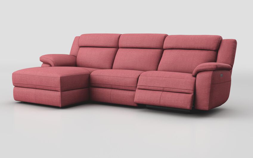 Pink Fabric Sarsina 3 Seater Sofa Right Hand Facing Power & Left Hand Facing Lounger