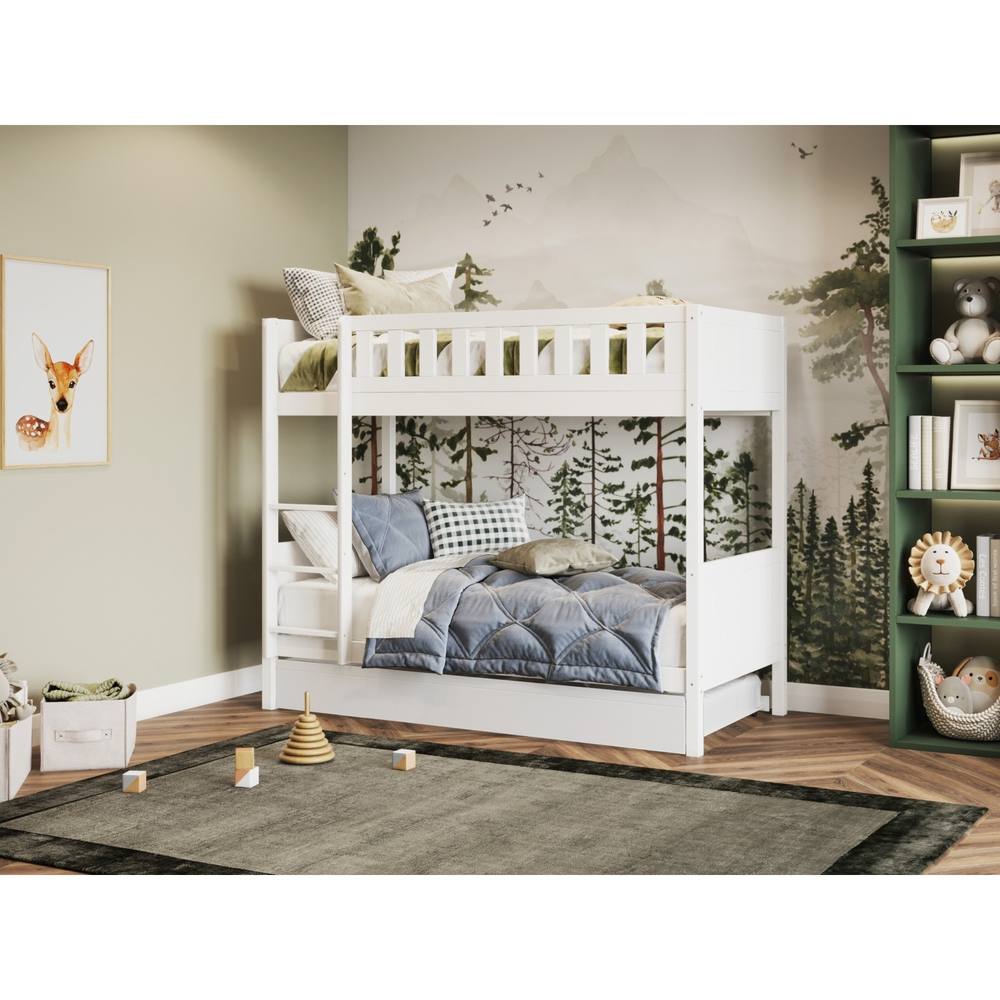 Flair Bea Shorty Wooden Bunk Bed with Trundle in White