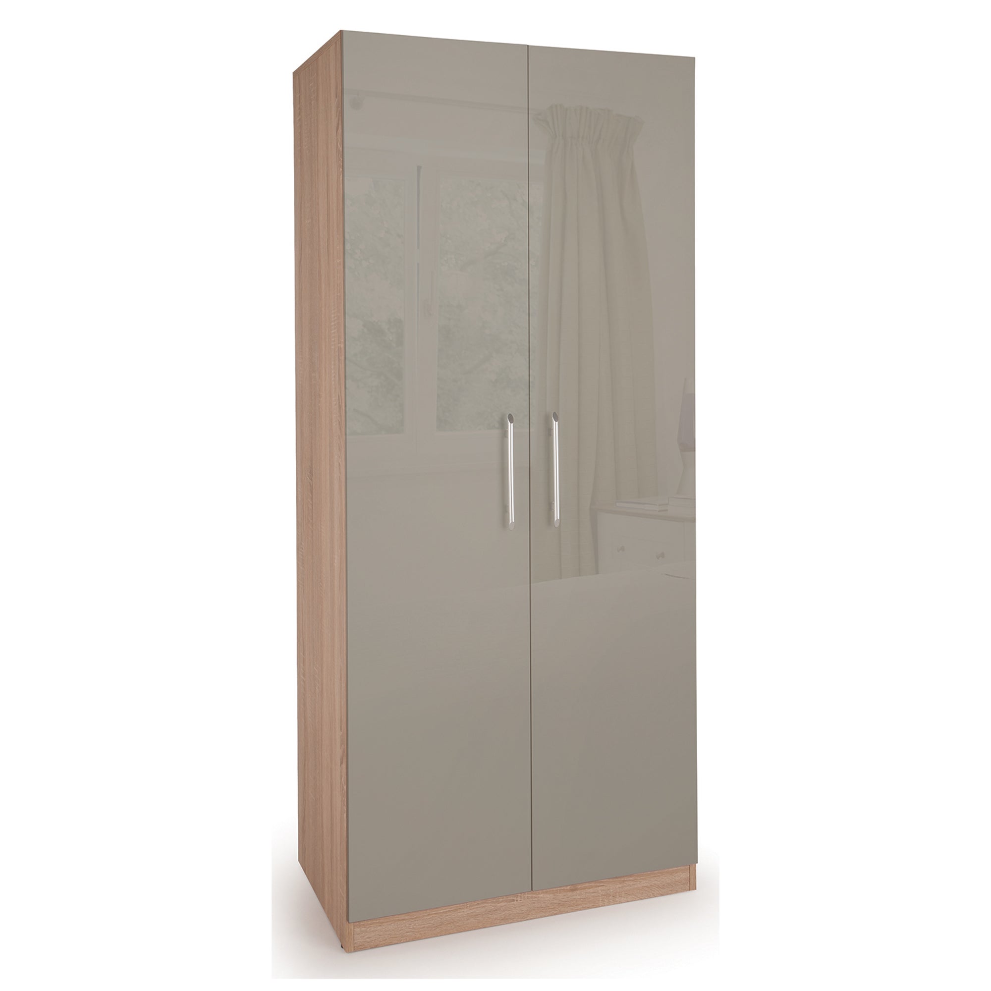 Kensington 2 Door Wardrobe Brown and Grey