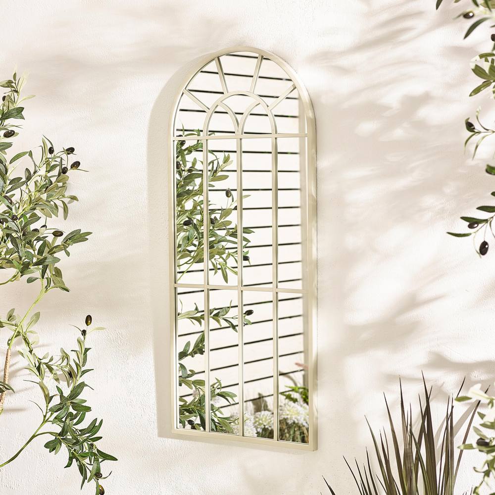 FurnitureboxUK Somerset Cream Medium Arched Window 90x40cm Garden Mirror