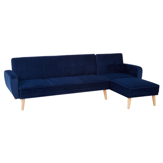 Porrima 3 Seater Fabric Sofa Bed In Navy Blue