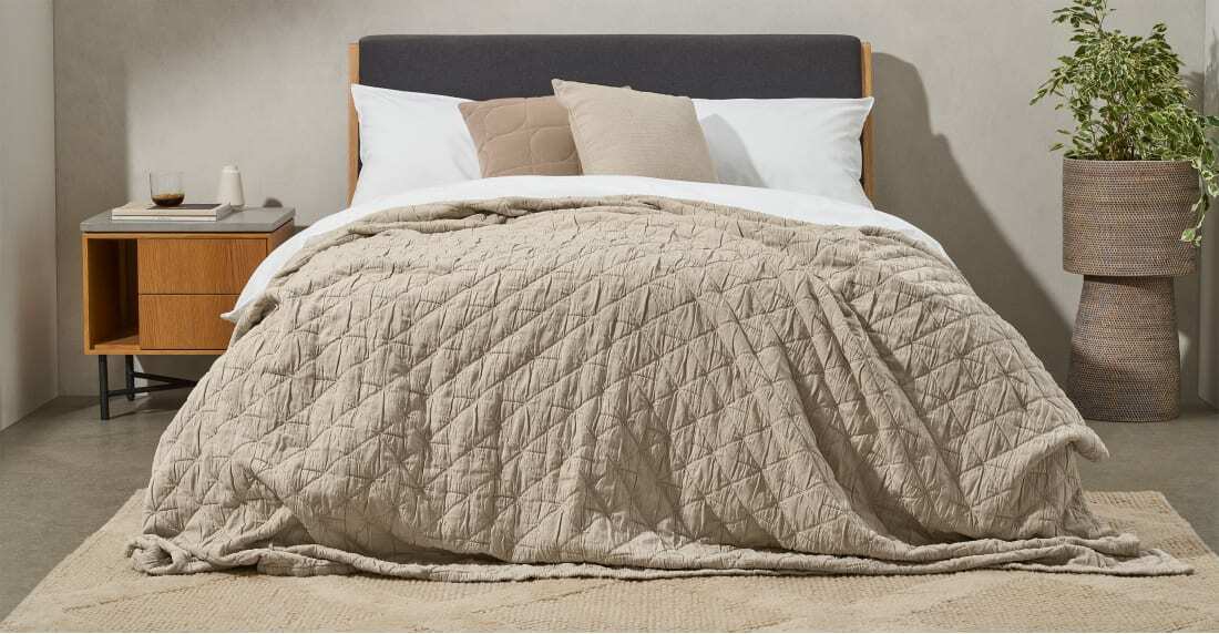 Boxton 100% Cotton Stonewashed Bedspread, 225 x 220cm, Natural