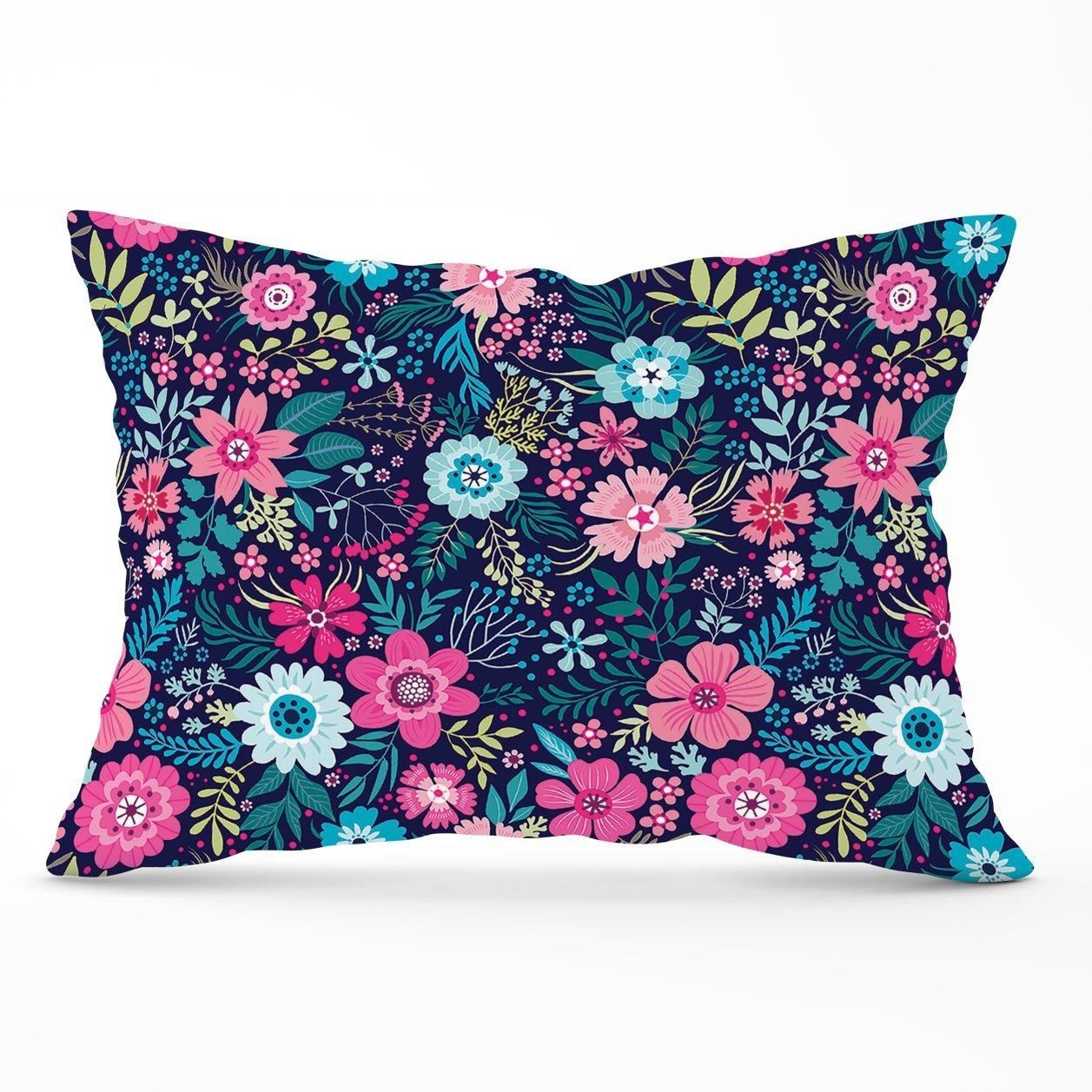 Warren Reed - Designer Cute Colourful Flower Pattern Cushions in Blue