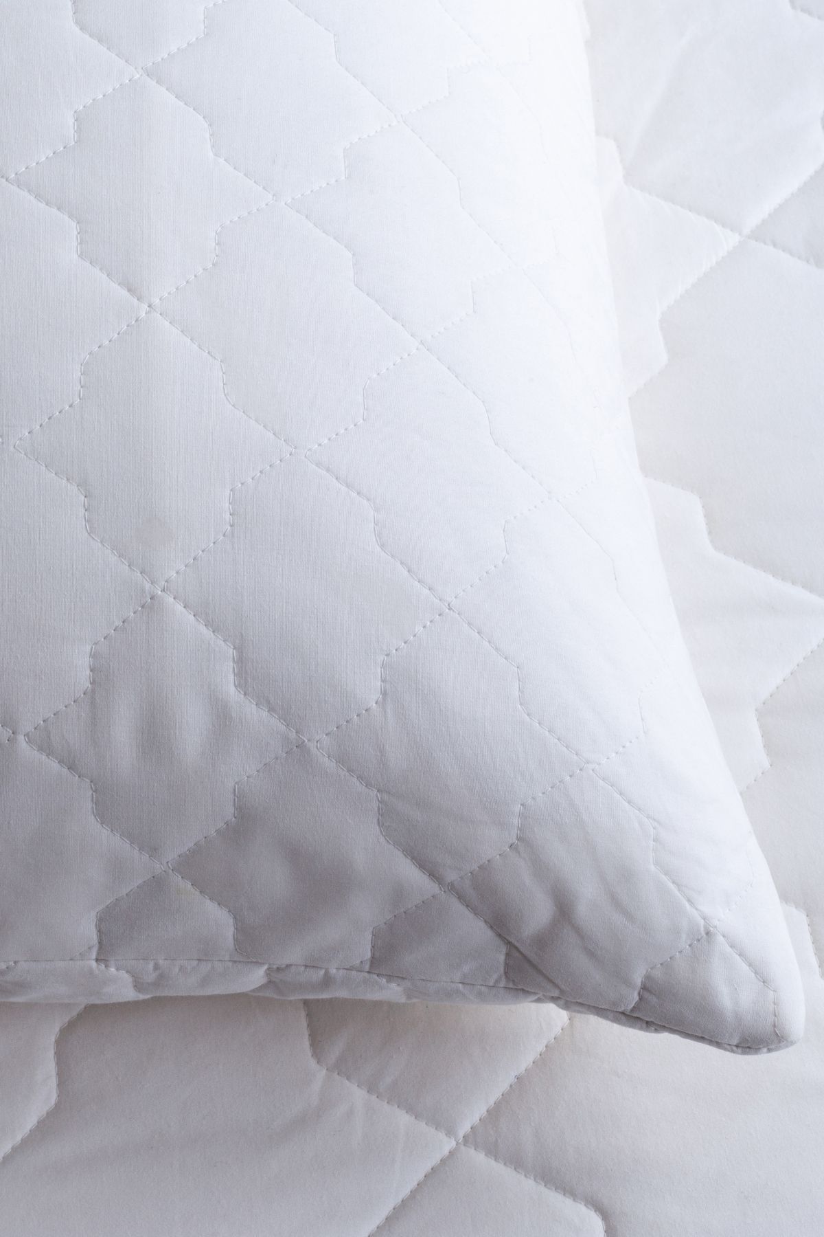 Soak&Sleep Quilted Cotton Pillow Protector Pair in White
