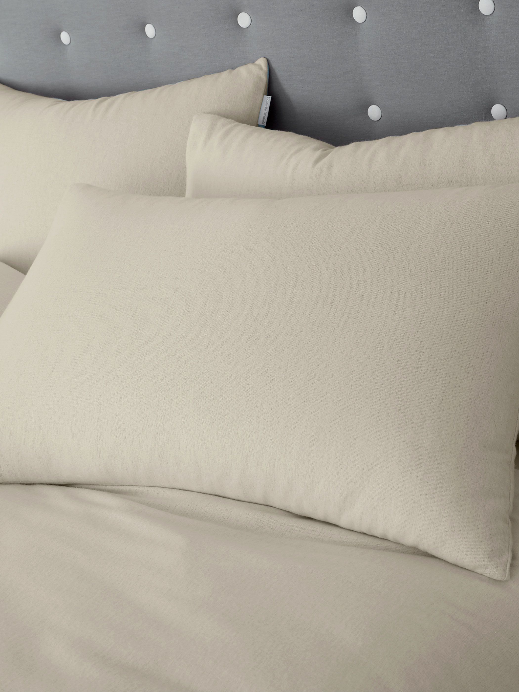 Catherine Lansfield 'Brushed Cotton' Pillowcase Pair in Cream