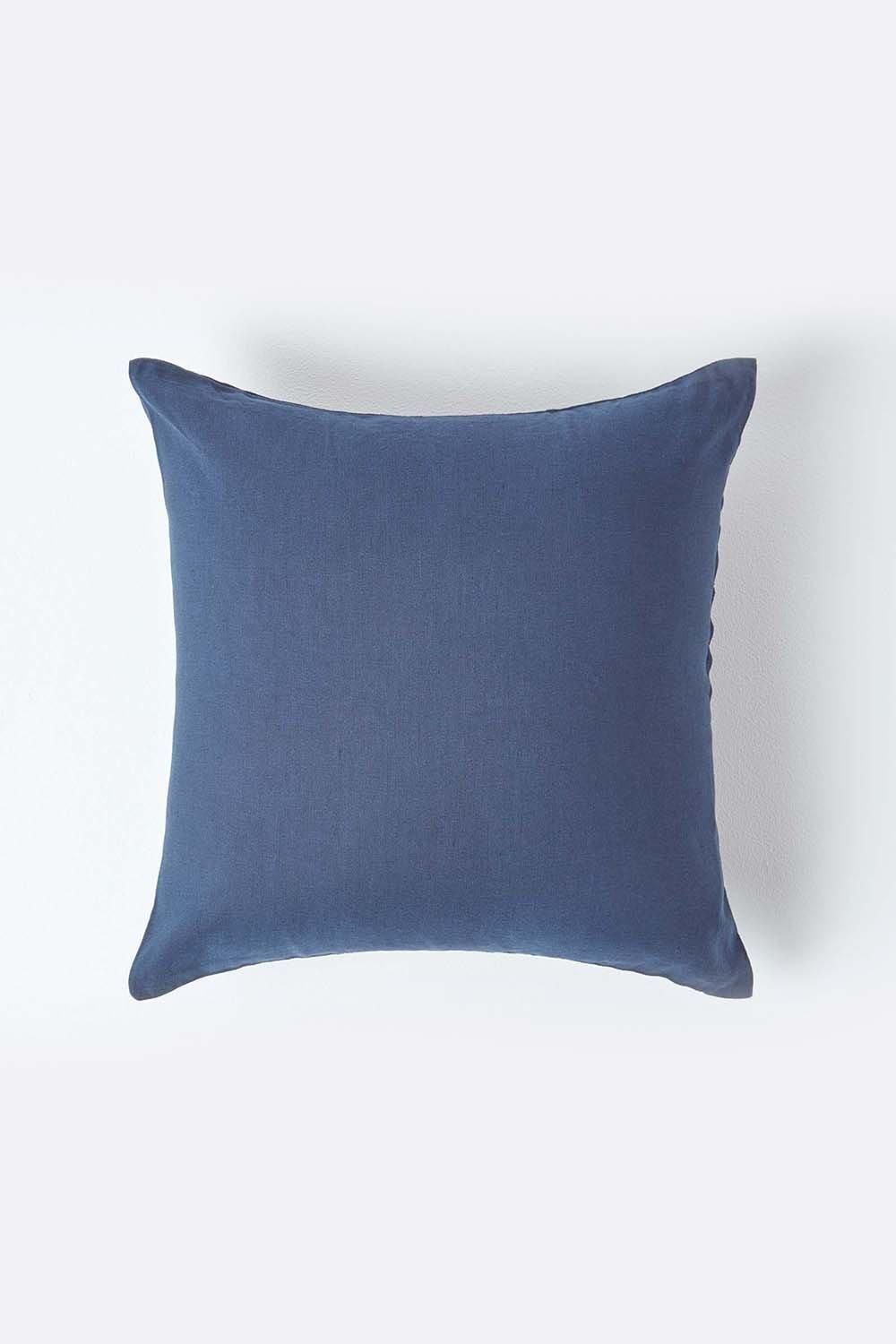 Homescapes European Linen Pillowcase, 60 x 60 cm in Navy