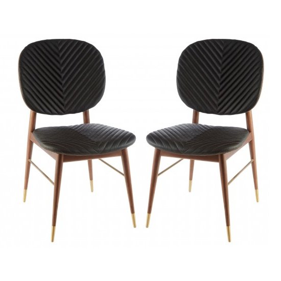 Kentona Black Faux Leather Dining Chairs In Pair