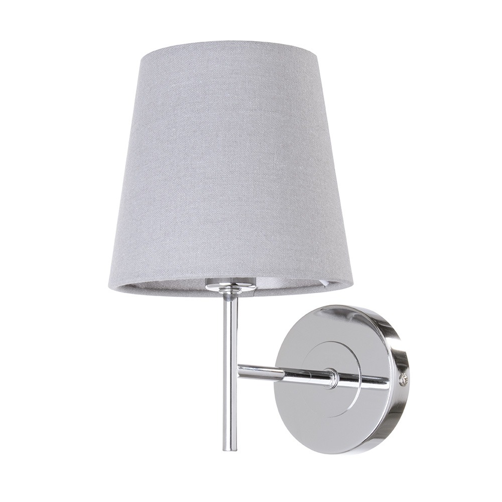 Mira Wall Light with Grey Shade, Chrome