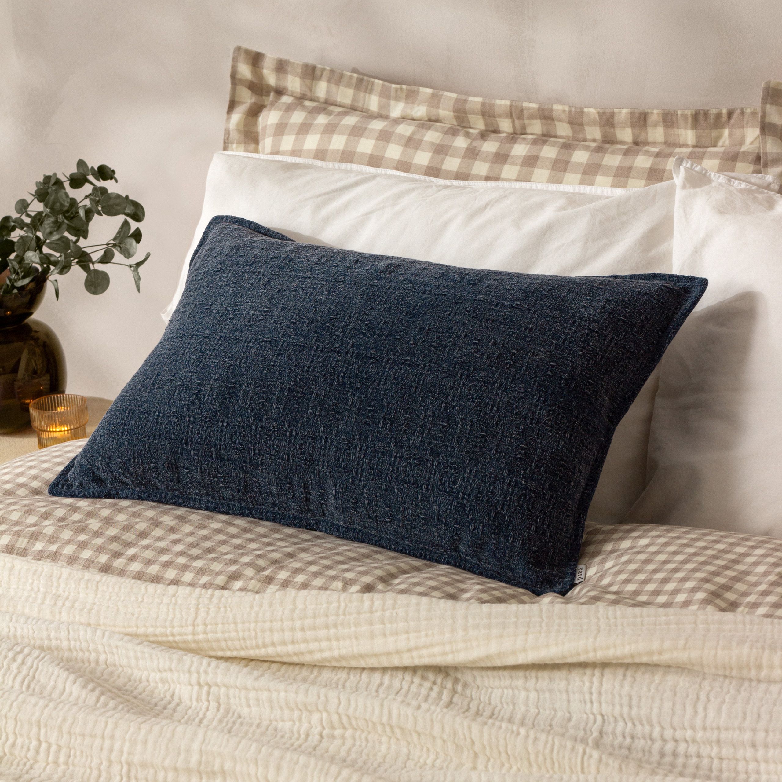 Yard Ramas Textured Jacquard 100% Cotton Cushion in Indigo