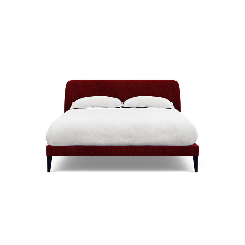Heal's Wallis Bedstead King Smart Luxe Velvet Mulberry Black Feet
