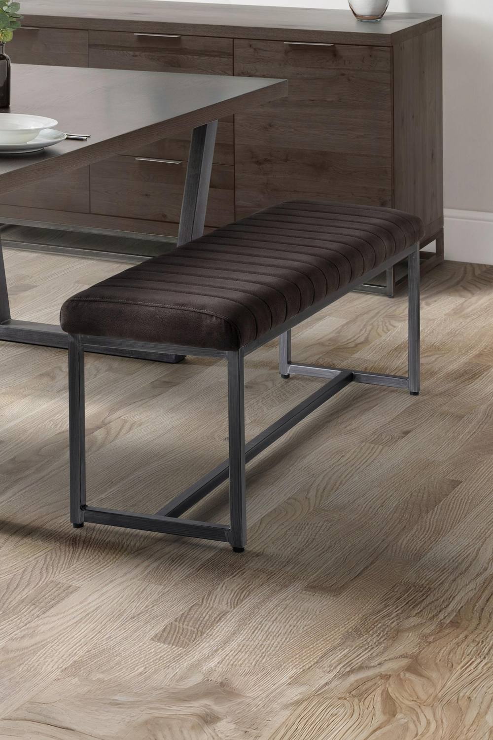 Julian Bowen Brooklyn 2 Seater Upholstered Dining Bench in Charcoal