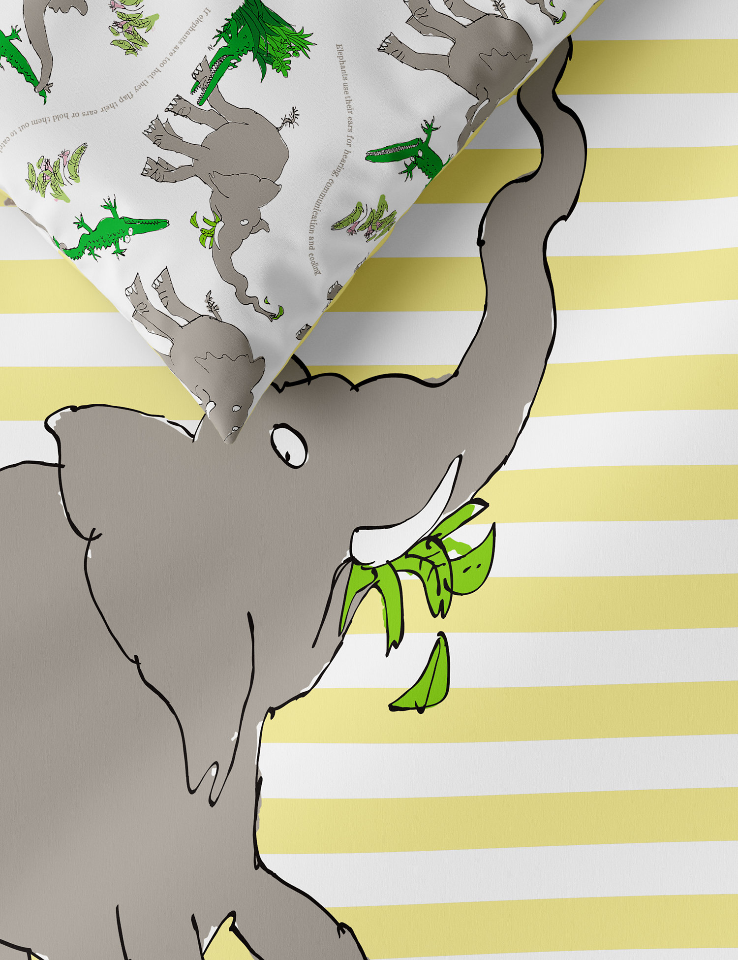 M&S Roald Dahl™ & Nhm™ Pure Cotton Elephant Bedding Set