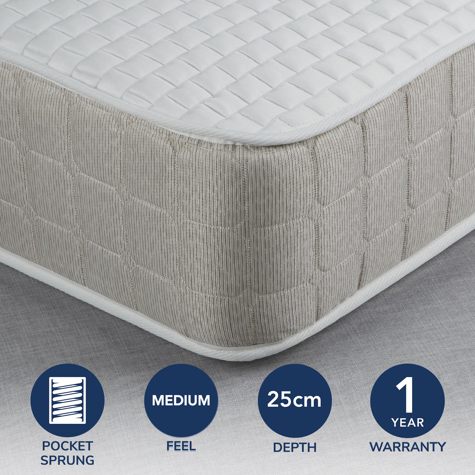 Fogarty Medium Luxe Memory Foam and 1000 Pocket Spring Mattress White
