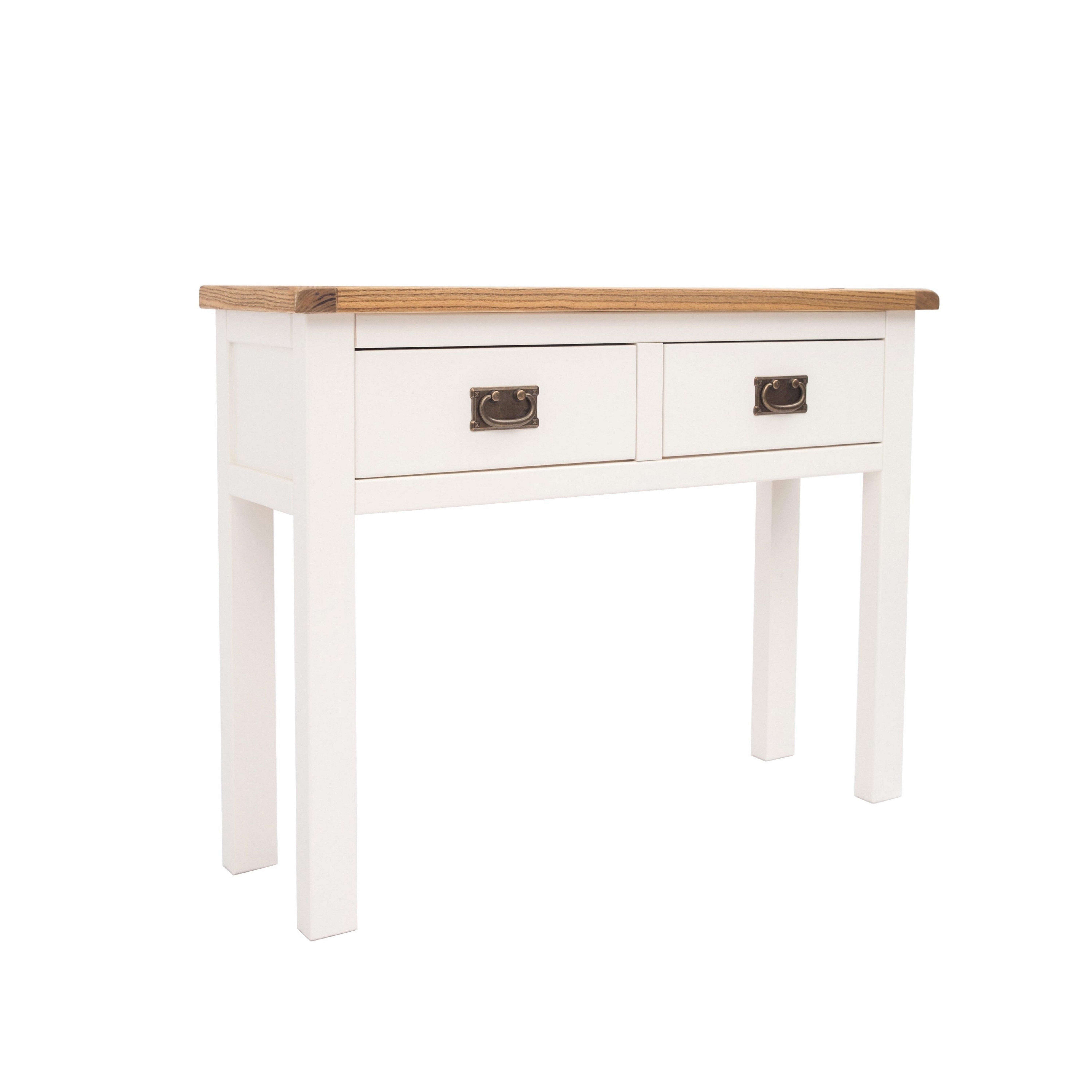 Cabinet Bits Lovere Off-White 2 Drawer Console Table Brass Drop Handle