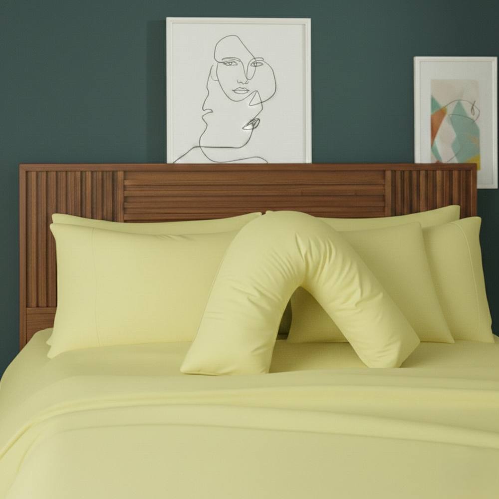Snug City V Shape Pillowcase for Support Maternity Pillows Polycotton Easy Care in Lemon