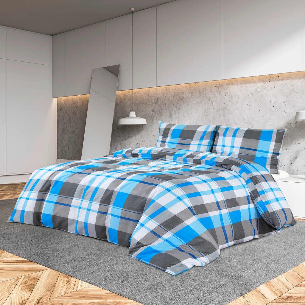 Berkfield Home Duvet Cover Set Blue & Grey 200x220 cm Cotton