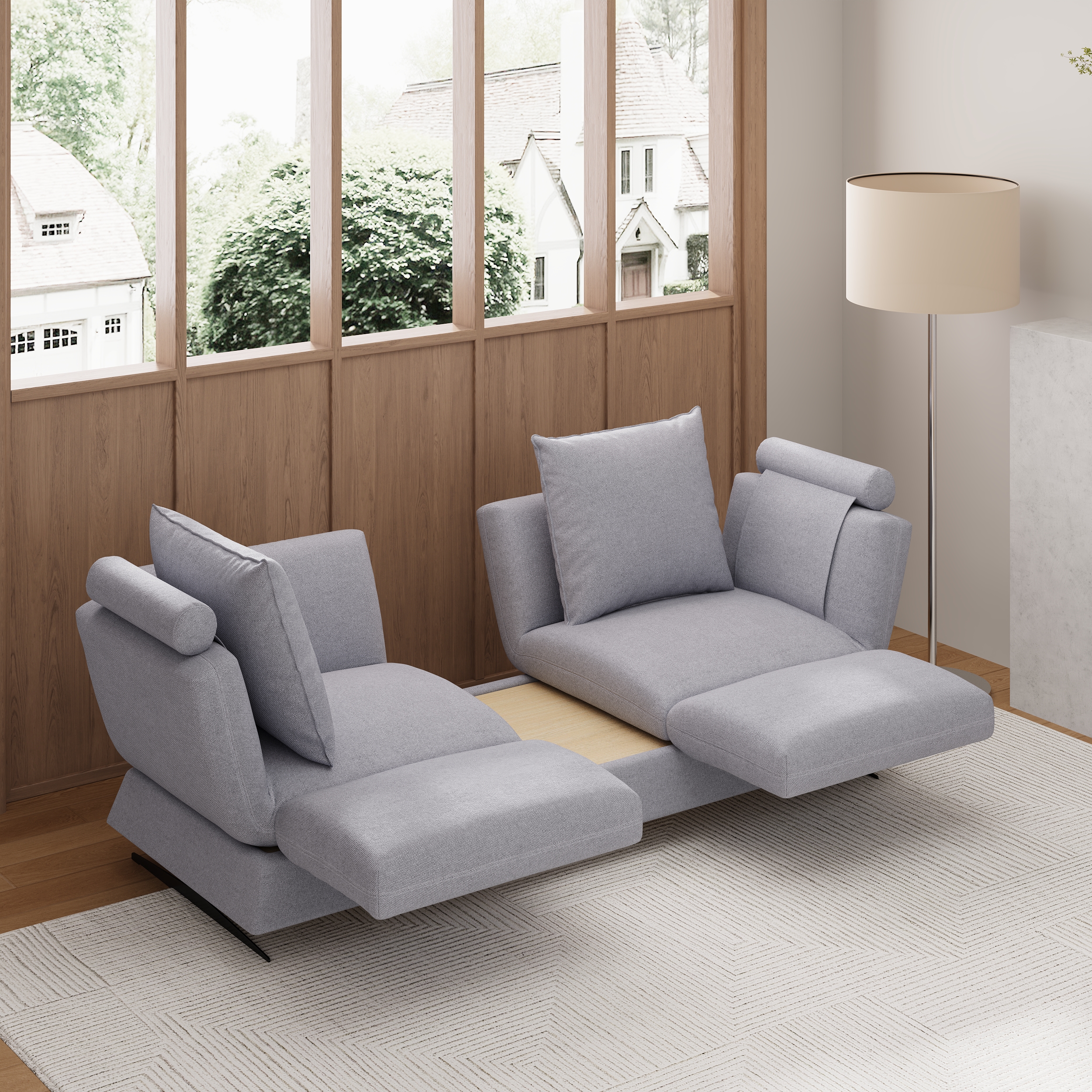 210 cm Rotatable Convertible Sleeper Sofa Cotton & Linen