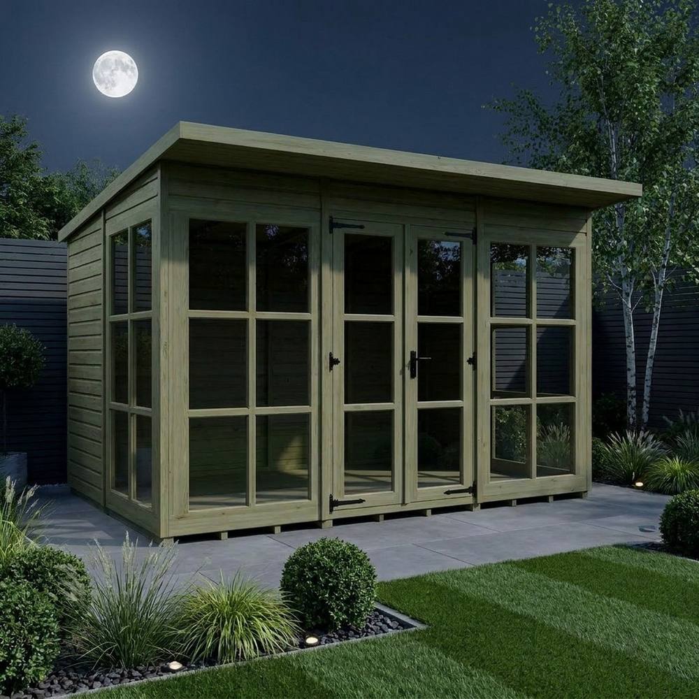 Buttercup Farm 12ft x 7ft Georgian Pent Summer House - Pressure Treated Timber in Brown 3