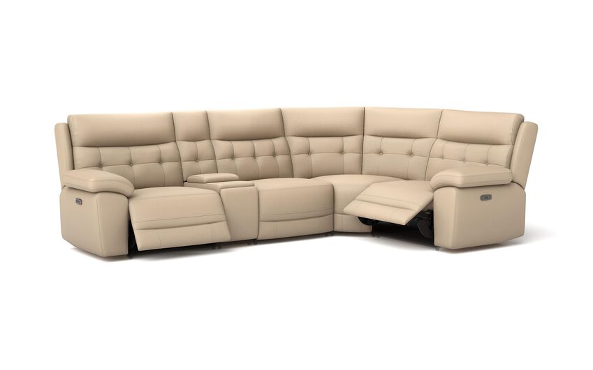 White Belford 3 Corner 1 Power Recliner Sofa with Console