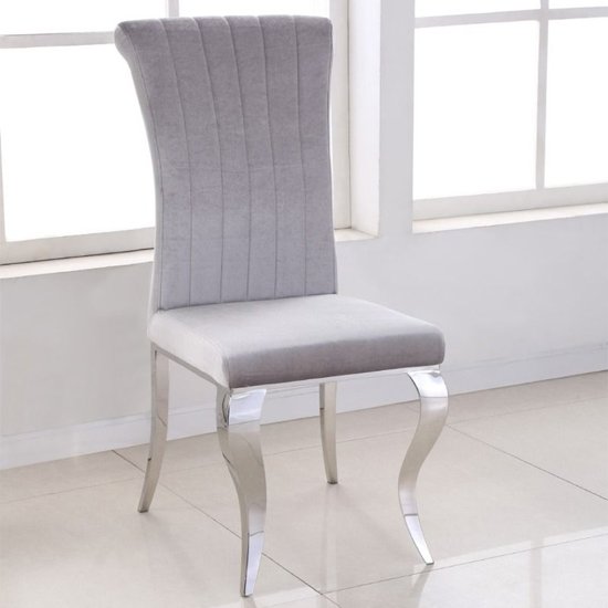 Liyam Soft Velvet Upholstered Dining Chair In Grey